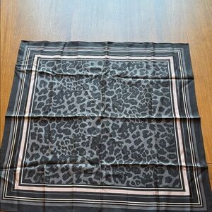 Banana Republic Black and Gray Leopard Print Silk Scarf